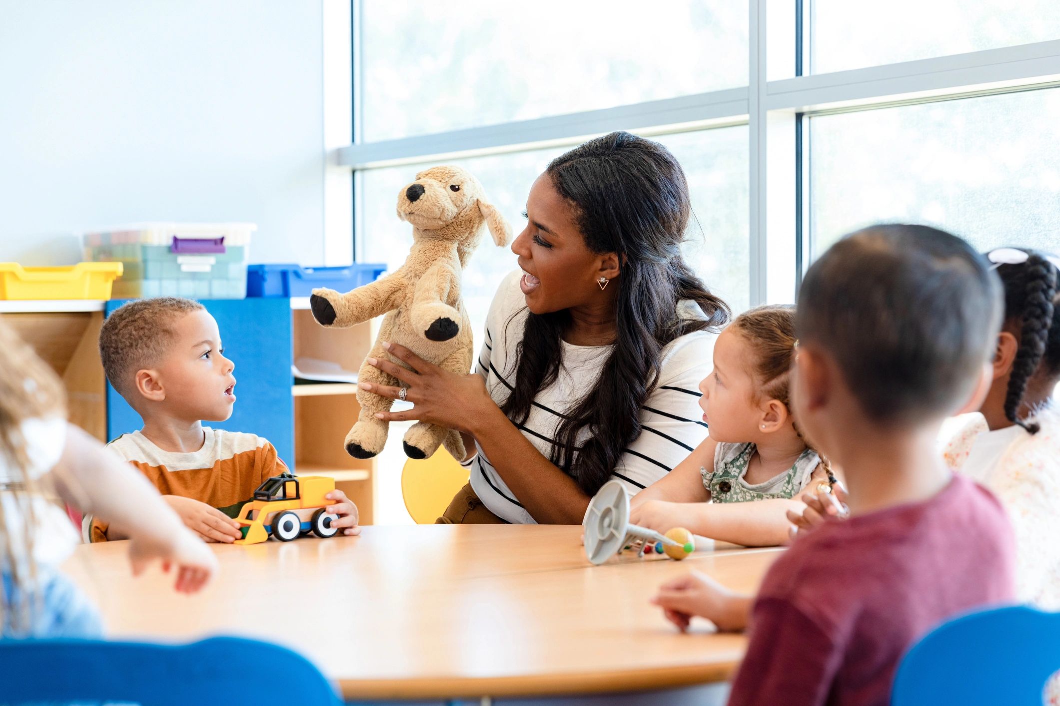 Attentive preschool students during class